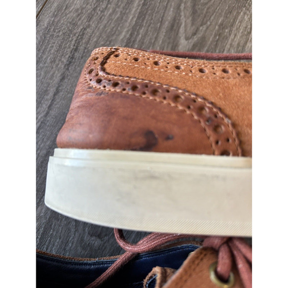 Cole Haan Cognac Leather Suade Wing Tip Lace‎ Up Oxford Sneakers Shoes Size 9.5